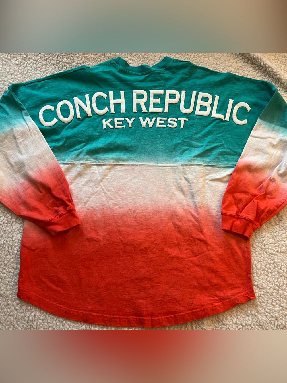 Spirit Conch Republic Key West Dip-Dye Long Sleeve Shirt/Teal, White, Orange XL